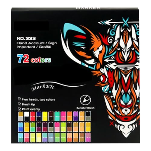 Acryl-Marker, 36 x Acrylfarben-Marker, Doppelkopf-Pinsel, 72 Farben, Bastelbedarf für Leinwand, Stoff, Holz, Glas, Keramik, 16,5 x 1 cm Acryl-Marker, 36 x Acrylfarben-Marker, Doppelkopf-Pinsel, 72 Farben, Bastelbedarf für Leinwand, Stoff, Holz, Glas, Keramik, 16,5 x 1 cm von Gvblkq