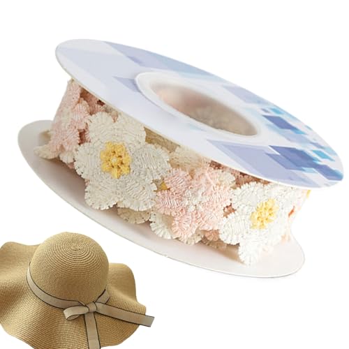 Blumenspitzenband Sonnenblume Blumenbesatz Stickerei Stoff Handwerk Zarte Spitze Verzierung Weiche Dekorative Applikation (1 Rolle - Weiß) für Hochzeitskleid Haarbänder Kunstprojekte von Gvblkq