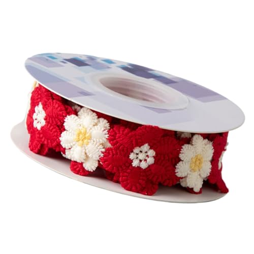 Blumenspitzenband Sonnenblume Blumenbesatz Stickerei Stoff Handwerk Zarte Spitze Verzierung Weiche Dekorative Applikation (1 Rolle - Weiß) für Hochzeitskleid Haarbänder Kunstprojekte von Gvblkq