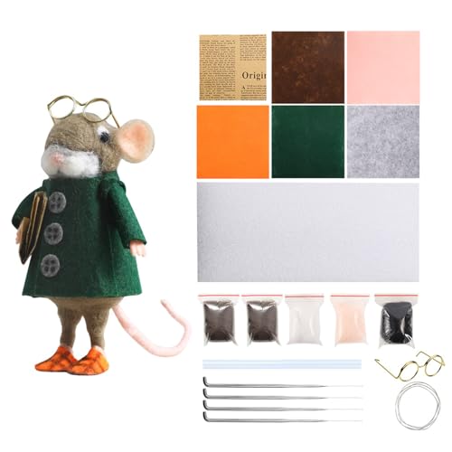Gvblkq Mäuse-Nadelfilz-Set, Erwachsenen-Filztier-Bastelset mit Zubehör, Edelstahl, Wollfilz, perfekt für Winterferiendekorationen, Weihnachten, Heimdekoration und kreatives Hobby, 5 x 11 cm Gvblkq Mäuse-Nadelfilz-Set, Erwachsenen-Filztier-Bastelset mit Zubehör, Edelstahl, Wollfilz, perfekt für Winterferiendekorationen, Weihnachten, Heimdekoration und kreatives Hobby, 5 x 11 cm von Gvblkq