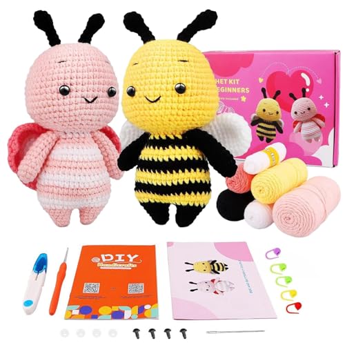 Häkelset für Anfänger| Starterpaket zum Stricken mit Tieren| Garn-Häkel-Starter-Set| Häkeln lernen Schritt für Schritt, ergonomische Häkelnadeln, Häkelstichmarker, Häkel-Aufbewahrungstasche, Häkelset Häkelset für Anfänger| Starterpaket zum Stricken mit Tieren| Garn-Häkel-Starter-Set| Häkeln lernen Schritt für Schritt, ergonomische Häkelnadeln, Häkelstichmarker, Häkel-Aufbewahrungstasche, Häkelset von Gvblkq