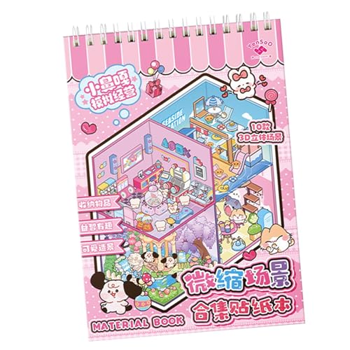 Miniature Landscape Sticker Book, 3D No-Cut Cartoon House Decals, Stress Relief Creative Dreamland Stickers, Encourages Creativity, Fun for School, Home, Boys, Girls, 5.31x7.48 in Miniature Landscape Sticker Book, 3D No-Cut Cartoon House Decals, Stress Relief Creative Dreamland Stickers, Encourages Creativity, Fun for School, Home, Boys, Girls, 5.31x7.48 in von Gvblkq