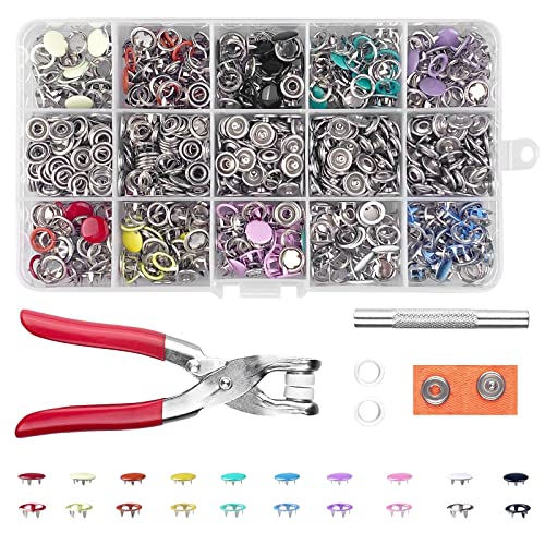 Gvolatee 200 kits 10mm Druckknöpfe set mit Zange, 10 Farben Druckknopf Ohne Nähen, Kleidung Nähzubehör Snaps Knöpfe für Baby Kinderbekleidung Sewing, Jacken, Jeans, Handgemaakt Taschen von Gvolatee