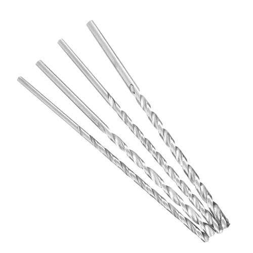 4 Stück Extra Langer Spiralbohrer Set, Durchmesser 3/4/5/6mm, 150mm lange Bohrer, Schnellarbeitsstahl Zylinderschaft Spiralbohrer, HSS Kobalt Bohrer, für Edelstahl, PVC, Kunststoff und Holz etc von Gvrxec