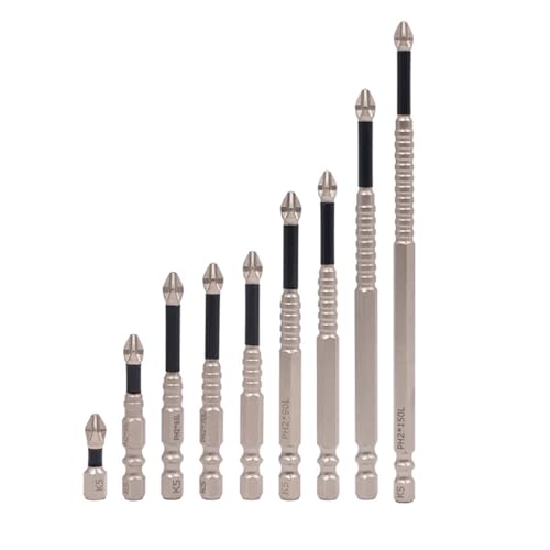 9 Stück Screwdriver Drill Bit Set, 25/50/65/70/75/90/100/120/150mm, Kreuzstarker Magnetbohrer, Schlagfeste, rutschfeste Schrauberbits mit Gewinde, Magnetische bits, für elektrische Bohrmaschine 9 Stück Screwdriver Drill Bit Set, 25/50/65/70/75/90/100/120/150mm, Kreuzstarker Magnetbohrer, Schlagfeste, rutschfeste Schrauberbits mit Gewinde, Magnetische bits, für elektrische Bohrmaschine von Gvrxec