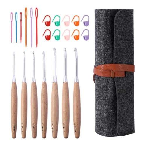 Gvvsjgdbis Häkelnadeln, Buchenholz, Häkelnadel-Set (3,0 mm - 6,0 mm), Häkelset, große Häkelnadeln zum Häkeln von Gvvsjgdbis