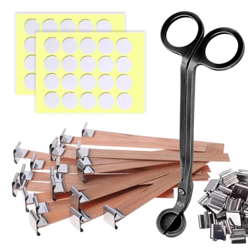 Gvvsjgdbis Kerzendocht-Set aus Holz mit Metallsockel zur Kerzenherstellung, rauchfreie Holzdochte für Kerzen, 141-teiliges Set Gvvsjgdbis Kerzendocht-Set aus Holz mit Metallsockel zur Kerzenherstellung, rauchfreie Holzdochte für Kerzen, 141-teiliges Set von Gvvsjgdbis