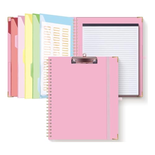 Gvvsjgdbis Klemmbrett, 5 Trennwände mit 10 Taschen, elastischer Stifthalter und Ordneretiketten, Spiral-Klemmbrett für Krankenschwestern, Kunsttafel, Rosa Gvvsjgdbis Klemmbrett, 5 Trennwände mit 10 Taschen, elastischer Stifthalter und Ordneretiketten, Spiral-Klemmbrett für Krankenschwestern, Kunsttafel, Rosa von Gvvsjgdbis