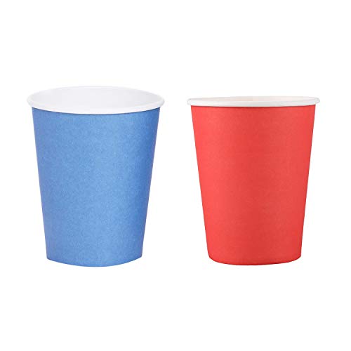 Gvvsjgdbis Pappbecher (266 ml), einfarbig, für Geburtstag, Catering, 20 Stück blau und 20 Stück rot, 40 Stück von Gvvsjgdbis