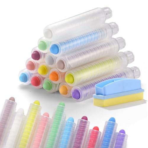 Gvvsjgdbis Staubfreies Kreide-Set mit Kreidetafel-Radiergummi, farbige Kreide mit Halter, farbige Gehwegkreide für Kinder, Kreidefarbe, 15-teilig Gvvsjgdbis Staubfreies Kreide-Set mit Kreidetafel-Radiergummi, farbige Kreide mit Halter, farbige Gehwegkreide für Kinder, Kreidefarbe, 15-teilig von Gvvsjgdbis