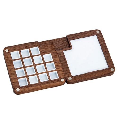 Gvvsjgdbis Tragbare Skizzenbuch-Palette mit 15 Fächern, Mini-Walnussholz, Malpalette, Reise-Aquarellkasten zum Zeichnen, schwarze Walnuss Gvvsjgdbis Tragbare Skizzenbuch-Palette mit 15 Fächern, Mini-Walnussholz, Malpalette, Reise-Aquarellkasten zum Zeichnen, schwarze Walnuss von Gvvsjgdbis