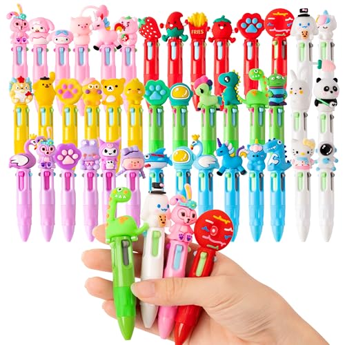 GwaOery Mini-Stifte für Kinder, 4-in-1 mehrfarbiger Kugelschreiber, Cartoon-Stift, Schulabgänger, Geschenke für Studenten, Bürobedarf, Kinder-Partytütenfüller, 7 Farben mit verschiedenen Mustern, 84 von GwaOery