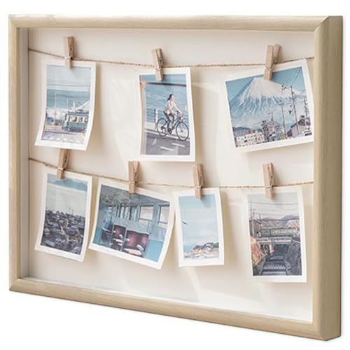 Gwezmxs Bilderrahmen Collage, Fotohalter mit Klammern, Bilderrahmen mit Klammern und Leine, Fotocollage mit 7 Klammern für Polaroid Fotos, Photo Frame with Clips, Holz, 42x32cm Gwezmxs Bilderrahmen Collage, Fotohalter mit Klammern, Bilderrahmen mit Klammern und Leine, Fotocollage mit 7 Klammern für Polaroid Fotos, Photo Frame with Clips, Holz, 42x32cm von Gwezmxs