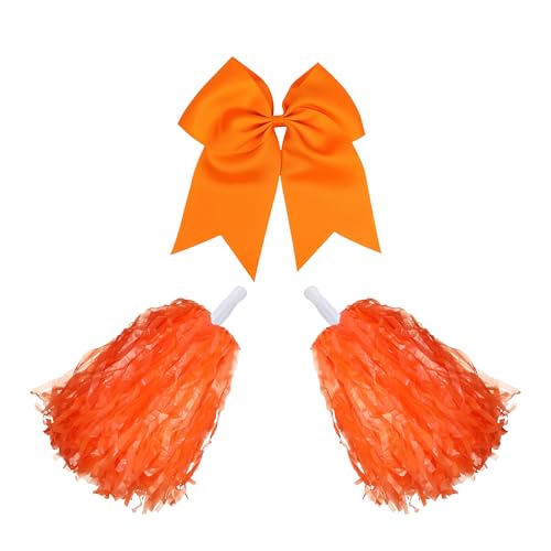 Gwezmxs Cheerleader Kostüm Damen, 3er-Set, 1 Schleife & 2 Pompons, Orange Farbe Gwezmxs Cheerleader Kostüm Damen, 3er-Set, 1 Schleife & 2 Pompons, Orange Farbe von Gwezmxs