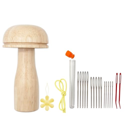 Stopfpilz Set Mit Spannring, Stopfei Stopfpilznadel Flicken-Pilz Pilzdarner Stopfschirm Pilzform Holzwerkzeug Für Stopfen Von Socken, Hüten, Hosen, Pullovern 10x6x3 Cm von Gwtdtoad