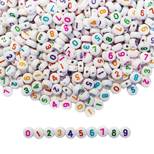 Gxadwzy 500 Stück Zahlenperlen Mix 0-9 rund 7mm Bunt Perlen Buchstabenperlen(Mehrfarbig) von Gxadwzy