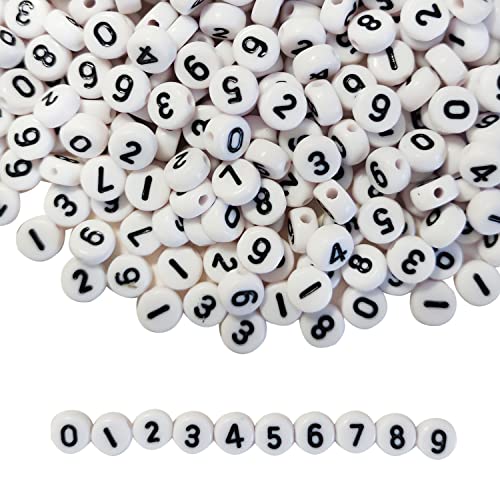 Gxadwzy 500 Stück Zahlenperlen Mix 0-9 rund 7mm Perlen Buchstabenperlen von Gxadwzy