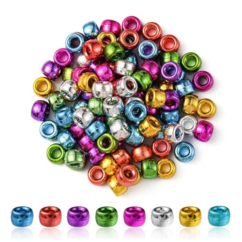 Gxadwzy 500 Stück Pony Beads 6x9mm Galvanisiert Perlen mit Großem Loch für Schmuck, Armbänder, Ketten, Schlüsselanhänger, Basteln Gxadwzy 500 Stück Pony Beads 6x9mm Galvanisiert Perlen mit Großem Loch für Schmuck, Armbänder, Ketten, Schlüsselanhänger, Basteln von Gxadwzy
