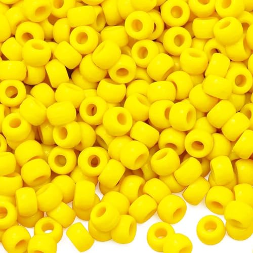 Gxadwzy 500 Stück Pony Beads 6x9mm Gelb Perlen mit Großem Loch für Schmuck, Armbänder, Ketten, Schlüsselanhänger, Basteln Gxadwzy 500 Stück Pony Beads 6x9mm Gelb Perlen mit Großem Loch für Schmuck, Armbänder, Ketten, Schlüsselanhänger, Basteln von Gxadwzy