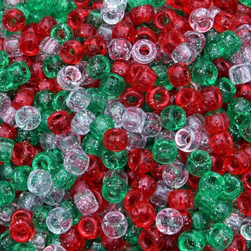 Gxadwzy 500 Stück Pony Beads 6x9mm Glitzer mit Großem Loch für Weihnachtliche Bastelarbeiten und Dekorationen Gxadwzy 500 Stück Pony Beads 6x9mm Glitzer mit Großem Loch für Weihnachtliche Bastelarbeiten und Dekorationen von Gxadwzy