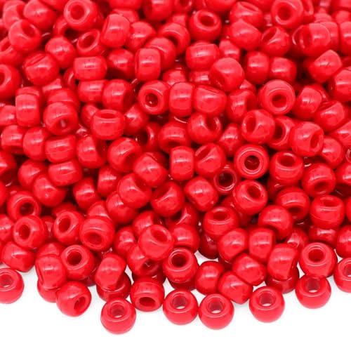 Gxadwzy 500 Stück Pony Beads 6x9mm Rot Perlen mit Großem Loch für Schmuck, Armbänder, Ketten, Schlüsselanhänger, Basteln von Gxadwzy