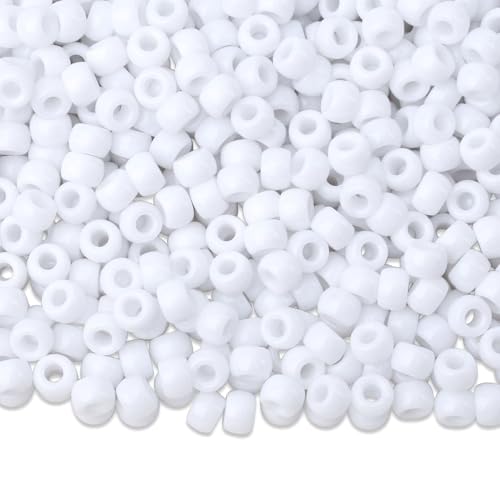 Gxadwzy 500 Stück Pony Beads 6x9mm Weiß Perlen mit Großem Loch für Schmuck, Armbänder, Ketten, Schlüsselanhänger, Basteln Gxadwzy 500 Stück Pony Beads 6x9mm Weiß Perlen mit Großem Loch für Schmuck, Armbänder, Ketten, Schlüsselanhänger, Basteln von Gxadwzy
