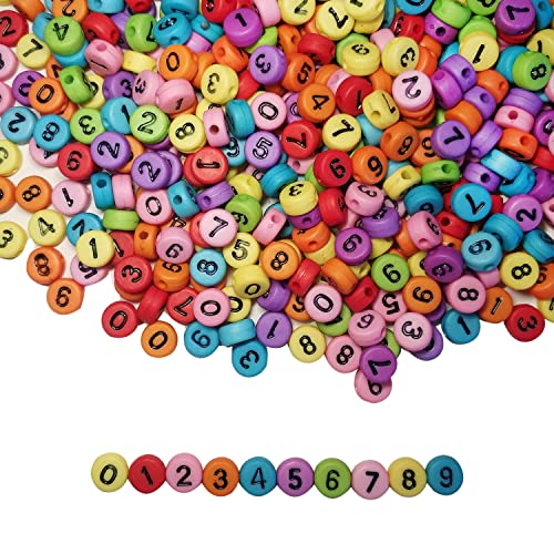 Gxadwzy 500 Stück Zahlenperlen Mix 0-9 rund 7mm Bunt Perlen Buchstabenperlen von Gxadwzy