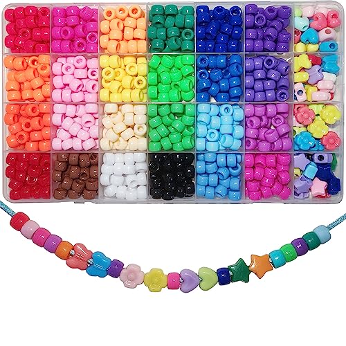 Gxadwzy 780 Stück Pony Beads 9 mm Shape Perlen mit Großem Loch für Schmuck, Armbänder, Ketten, Schlüsselanhänger, Basteln (28 Farben) von Gxadwzy
