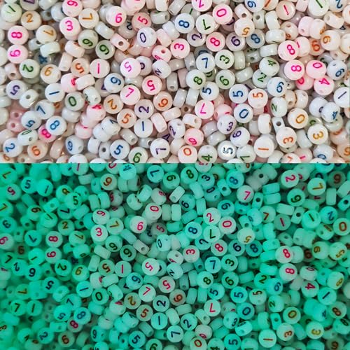 Gxadwzy Zahlenperlen Mix 0-9 Leuchtend Bunte Rund 7mm Perlen Buchstabenperlen Zum Auffädeln von Gxadwzy