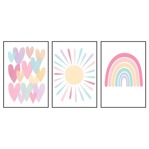Gxdamxz Bilder Kinderzimmer, Babyzimmer Deko Poster Mädchen, Kinderbilder Ohne Rahmen, Posters of Children's Room, 3 Stück von Gxdamxz