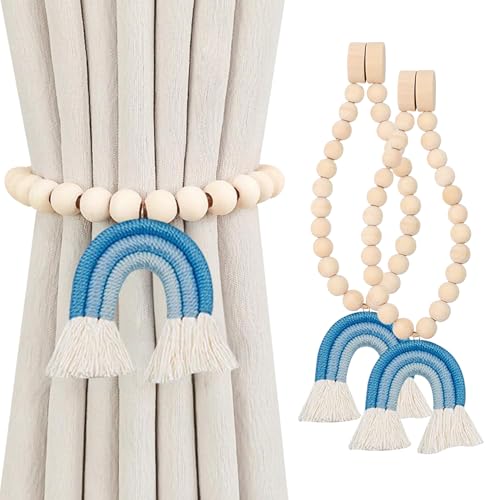 Gxdamxz Gardinen Raffhalter für Vorhänge, Vorhang Halter, Gardinenhalter mit Holzperle, 2 Stück, Blau Gxdamxz Gardinen Raffhalter für Vorhänge, Vorhang Halter, Gardinenhalter mit Holzperle, 2 Stück, Blau von Gxdamxz