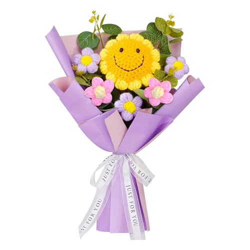 Gxdamxz Häkelblumen Gehäkelte Blumen, Künstlicher Handgefertigter Smiley Sonnenblumenstrauß, Lila Gxdamxz Häkelblumen Gehäkelte Blumen, Künstlicher Handgefertigter Smiley Sonnenblumenstrauß, Lila von Gxdamxz