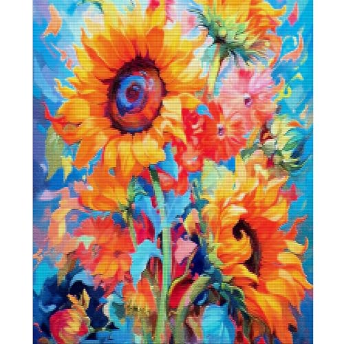 Gxdamxz Kreuzstich Set Vorgedruckt, Sonnenblume Cross Stitch Stickbilder Erwachsene Anfänger, 30x40cm von Gxdamxz