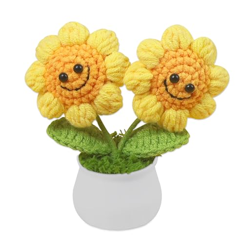 Gxdamxz Pocket Hug Sonnenblume Gehäkelte Blumen, Häkelblumen Positive Häkel Topfblumen, 6x13cm von Gxdamxz