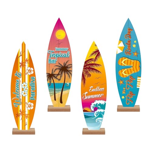 Gxdamxz Surfbrett Deko Holz ‌Tischdekoration für Innen Außendekoration Maritimstil, Surfboard Decoration, 4 Stück von Gxdamxz