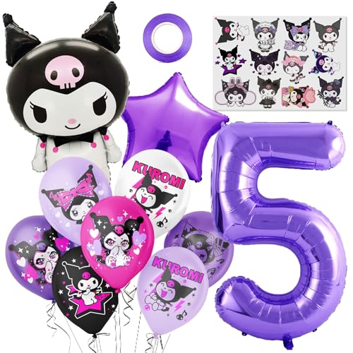 11 Stück Kuromi Party Decorations, Geburtstagsdeko Mädchen 5 Jahre, Kuromi Luftballons Set, Kindergeburtstag Folienballon, für 5 Jahre Kindergeburtstag Partydeko von Gxhong
