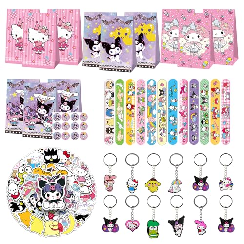 86 Stück Kuromi Kindergeburtstag Party Mitgebsel, Kuromi Geschenkset mit 12 Schnapparmbänder, 12 Geschenktüten, 12 Schlüsselanhänger, 50 Aufkleber, Sanrio Party Mitgebsel, Geburtstag Mitgebsel Kinder 86 Stück Kuromi Kindergeburtstag Party Mitgebsel, Kuromi Geschenkset mit 12 Schnapparmbänder, 12 Geschenktüten, 12 Schlüsselanhänger, 50 Aufkleber, Sanrio Party Mitgebsel, Geburtstag Mitgebsel Kinder von Gxhong