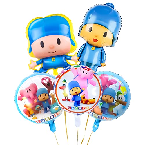 Gxhong 6er Set POCOYO Folienballon Pocoyo Themen Party Geburtstags Dekoration POCOYO Geburtstag Deko Luftballons Party Geburtstagsparty, Kindergeburtstag Deko für Kinder von Gxhong