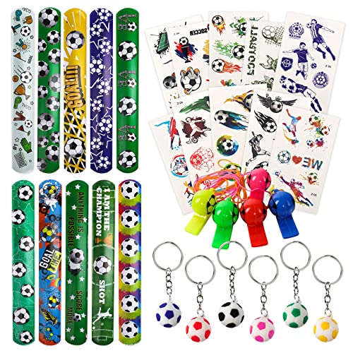 Gxhong Fußball Party Favors,Junge Fußball Party Mitgebsel,Kinder Geschenktüten mit Fußball Schlüsselanhänger,Trillerpfeife,Tattoos Aufkleber,Schnapparmband für Jungen Mädchen Geburtstag Party Zubehör von Gxhong