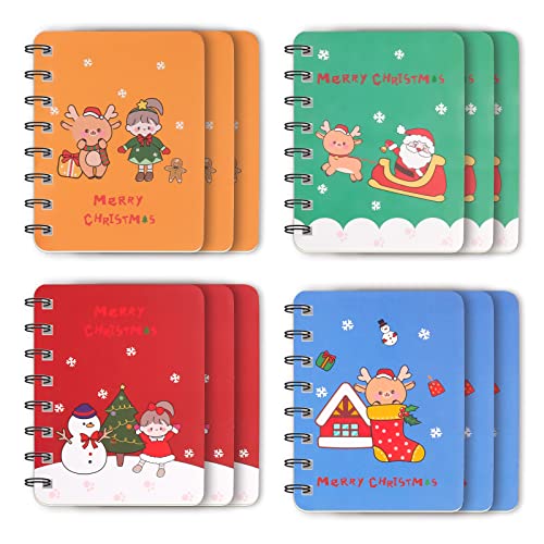 Weihnachten Notizbuch Klein, 12 Stück Mini Tagebuch Notizblock, Tragbar Klein Spirale Notizblock, Pocket Notebook, Weihnachten Cartoon Notizblock, Mini Schneemann Weihnachtsmann Notizbuch für Kinder Weihnachten Notizbuch Klein, 12 Stück Mini Tagebuch Notizblock, Tragbar Klein Spirale Notizblock, Pocket Notebook, Weihnachten Cartoon Notizblock, Mini Schneemann Weihnachtsmann Notizbuch für Kinder von Gxhong