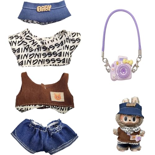 Gxlaihly Kleidung für Labub Puppe, Labubu Plüsch Puppenkleidung, Labubu Puppenkleidung, Kleidung für Labubu Puppe, Labubu Kleidung für 17 cm große Labubu Puppe (B18 (ohne Plüschspielzeug)) von Gxlaihly