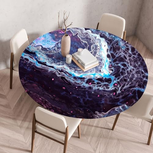 Tischdecke Rund Blau Lila Runde Tischdecke Polyester Waterproof Waschbar Und Abwischbar für Esstisch, Küche, Esszimmer, Couchtisch, Garten Oder Camping Tischdecke Rund Blau Lila Runde Tischdecke Polyester Waterproof Waschbar Und Abwischbar für Esstisch, Küche, Esszimmer, Couchtisch, Garten Oder Camping von Gxllhh