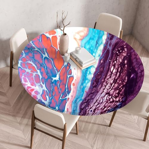 Tischdecke Rund Blau Orange Runde Tischdecke Polyester Waterproof Waschbar Und Abwischbar für Esstisch, Küche, Esszimmer, Couchtisch, Garten Oder Camping Tischdecke Rund Blau Orange Runde Tischdecke Polyester Waterproof Waschbar Und Abwischbar für Esstisch, Küche, Esszimmer, Couchtisch, Garten Oder Camping von Gxllhh