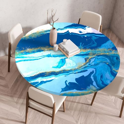 Tischdecke Rund Tiefblaues Gold Runde Tischdecke Polyester Waterproof Waschbar Und Abwischbar für Esstisch, Küche, Esszimmer, Couchtisch, Garten Oder Camping Tischdecke Rund Tiefblaues Gold Runde Tischdecke Polyester Waterproof Waschbar Und Abwischbar für Esstisch, Küche, Esszimmer, Couchtisch, Garten Oder Camping von Gxllhh