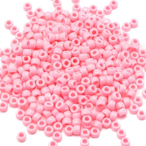1000 Stück Acryl-Perlen, 6 x 9 mm, für Kunsthandwerk, Armbänder, Halsketten, Schmuckherstellung, Ohrringe, Haarflechten (rosa) von Gxueshan