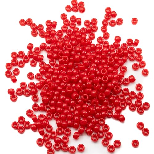 1000 Stück rote Pony-Perlen aus Acryl, 6 x 9 mm, für Kunsthandwerk, Armbänder, Halsketten, Schmuckherstellung, Ohrringe, Haarflechten (Red2) von Gxueshan