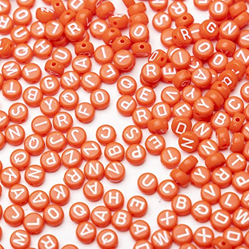 1400 Stück 4 x 7 mm Acryl-Buchstabenperlen für die Schmuckherstellung, Alphabet-Perlen für Armbandherstellung, DIY-Perlen für personalisierte Schmuck, runde Perlen A-Z" (orange-rot) von Gxueshan