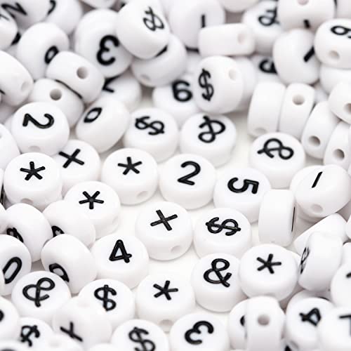 500 Stück Acryl schwarz auf weiß Zahlen Symbol Perlen Armbänder für Schmuckherstellung von Gxueshan