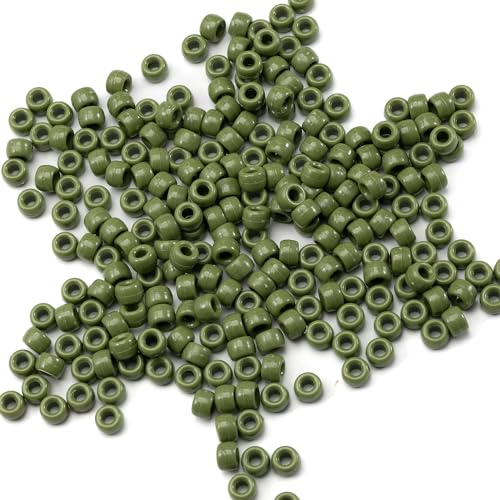 Gxueshan Acryl-Pony-Perlen, 6 x 9 mm, Großpackung für Kunsthandwerk, Armbänder, Halsketten, Schmuckherstellung, Ohrringe, Haare, Flechten, Kandi-Perlen, Grün, 6 Stück von Gxueshan