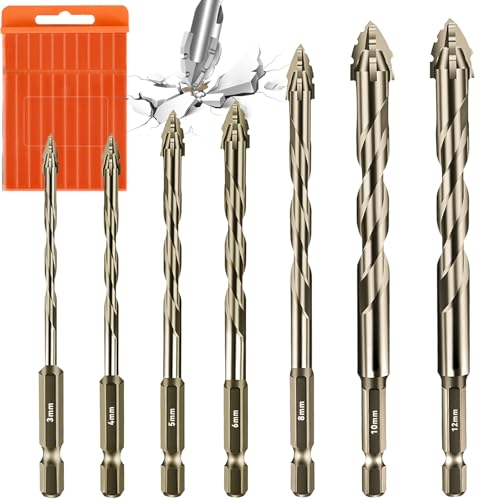 Four-Flute Sawtooth Eccentric Drill Bit with Storage Box, New Four Edge Sawtooth Eccentric Drill Bit, High-Strength Eccentric Drill Sets, Steel, Brass, Wood, Plastic, Etc (Gold suit) von Gyagalre